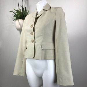 Robert Rodriguez Cropped Lined Blazer Jacket Tan 3‎ Button Womens Size 4